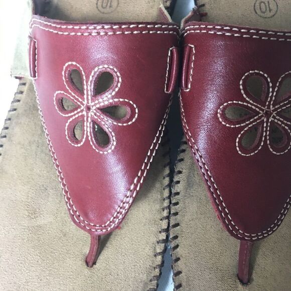 Dr Scholl’s insoles leather thong red sandals SZ10 - Picture 5 of 9